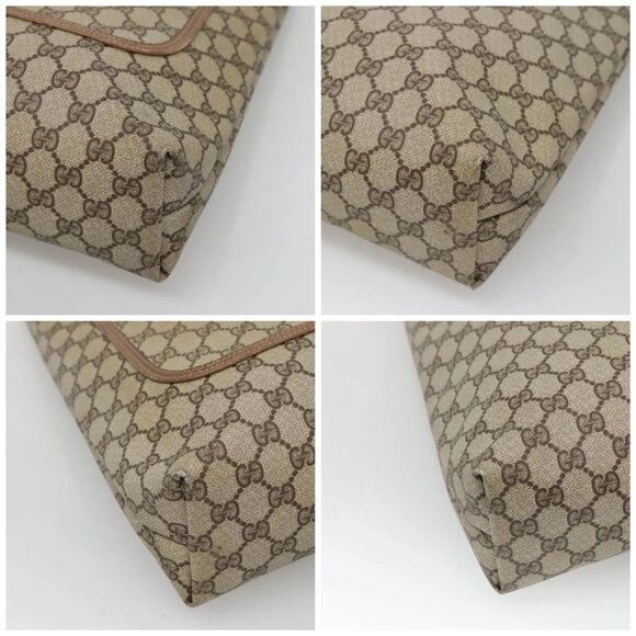 GUCCI GG Supreme Web Sherry Line Tote Bag PVC Beige Gold 39 02 0031 Auth ep9436 - Picture 14 of 16